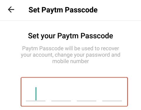 Set your Paytm passcode