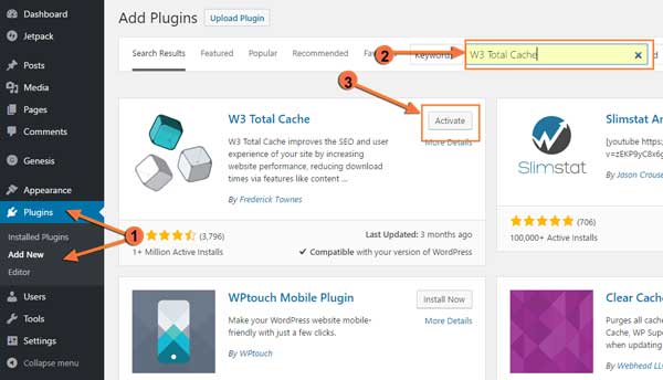 How to Install W3 Total Cache Plugin in wordpress