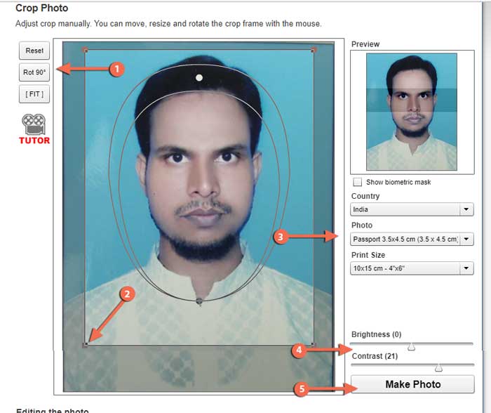 Make photo in passport size online
