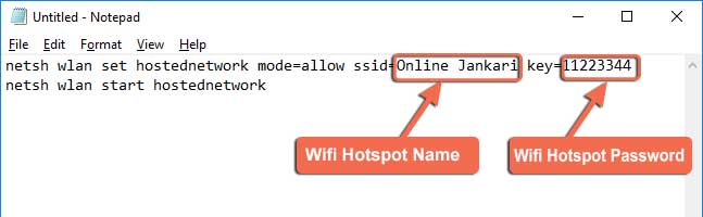 Wifi Hotspot Name and password