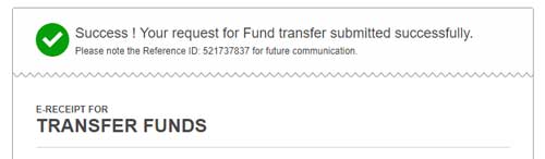 Your request for Fund transfer submitted successfully