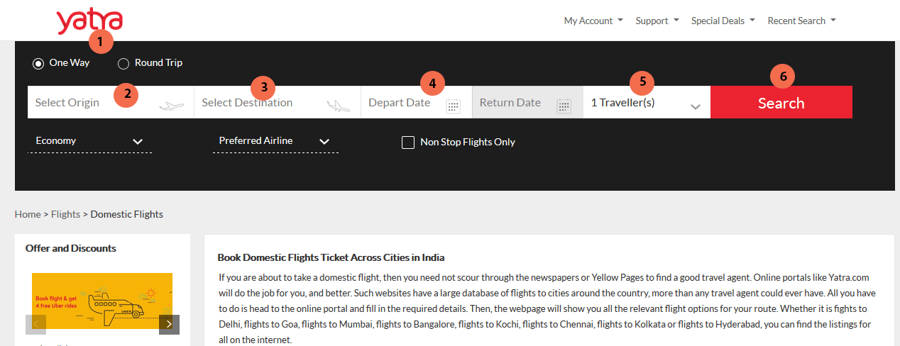book flight ticket for yatra.com in hindi