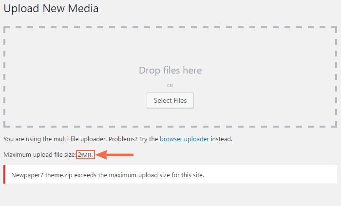 wordpress max upload file size