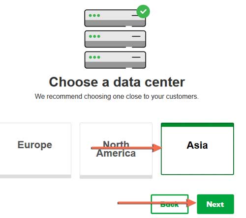 Choose a hosting data center