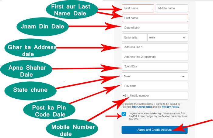 How to create paypal account in Hindi
