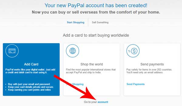 Your paypal account has been created