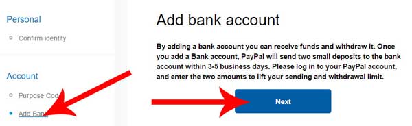 add bank account to paypal