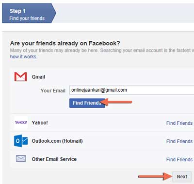 facebook finde friend 