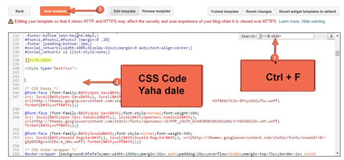blogger template Edit html par click karke CSS Code add kare