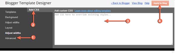 blogger advance Add Custom CSS code