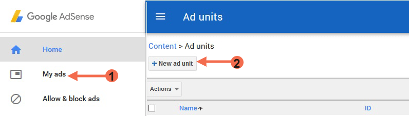 Create adsense ad units