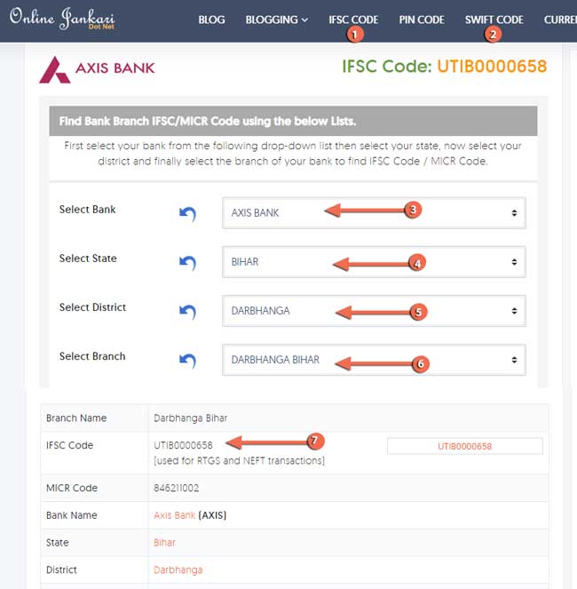 search bank branch ifsc and swift code