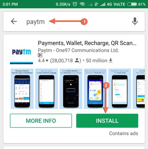 Install Paytm app