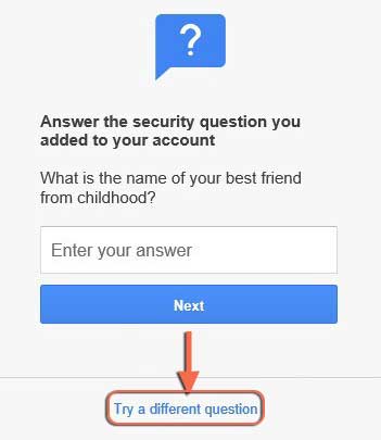 Gmail Security Question answer