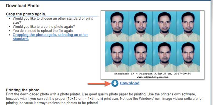 Download passport size photo