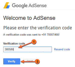 Enter mobile verification code number