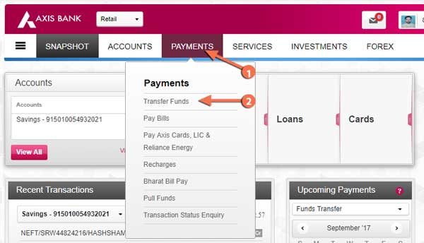 How to Fund Transfer in Axis Bank Online