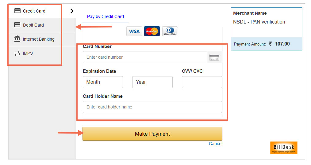 Make payment options