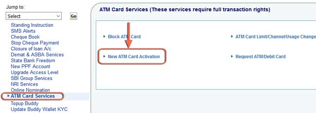 New ATM card Activation