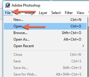 Open image in photoshop