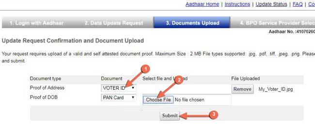 Upload requirement document