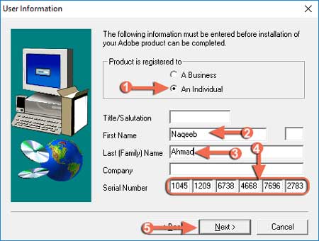 User information and serial number