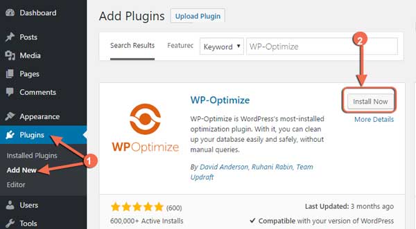 WP Optimize plugin