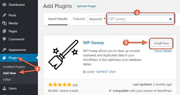 WP sweep plugin install