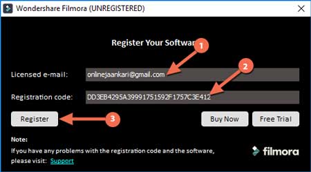 How free register Wondershare Filmora