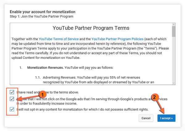 Youtube partner program terms