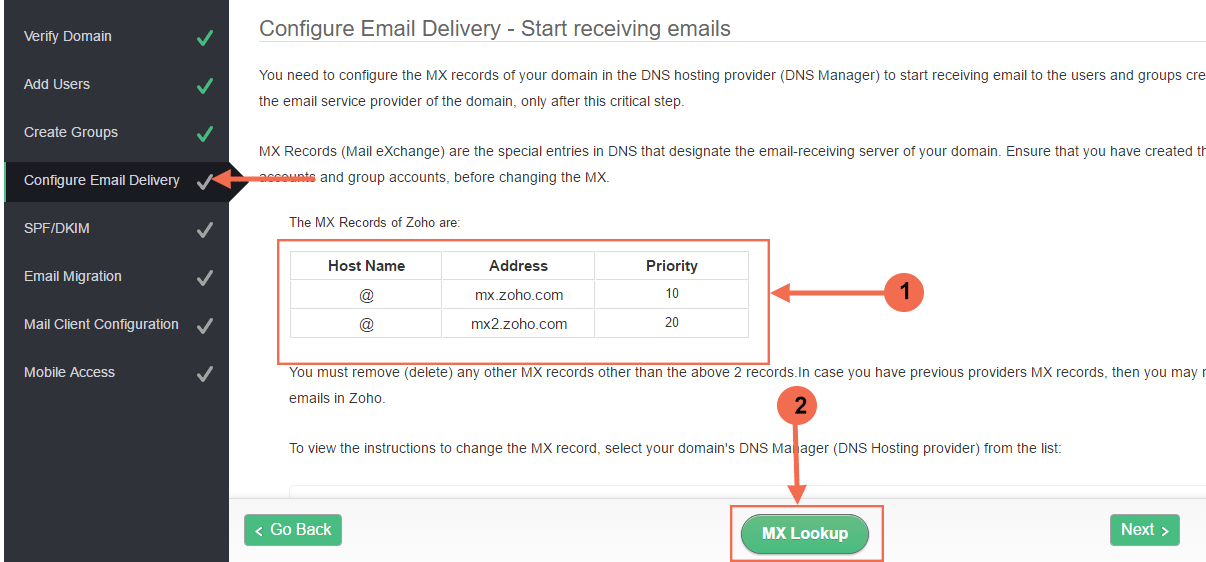 Configure Email Delivery -Start receiving emails