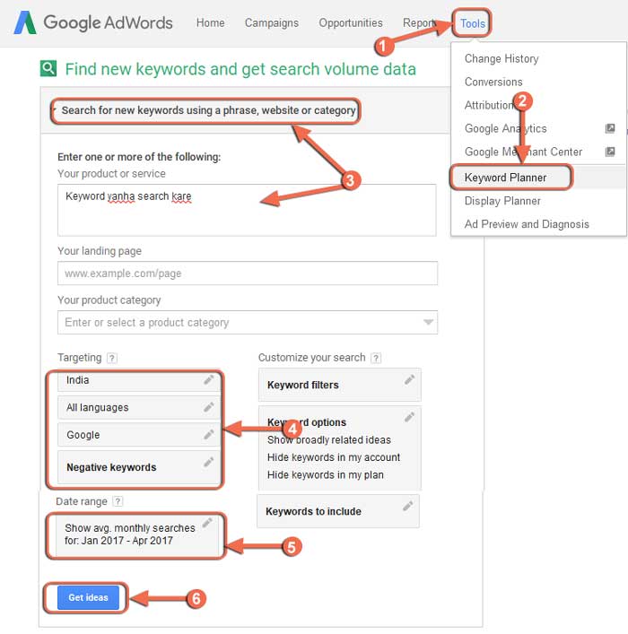 goggle adwords keyword research tool