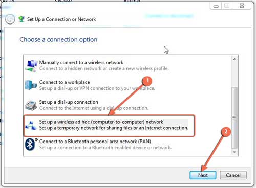 Setup a wireless ad hoc (computer-to-computer) network