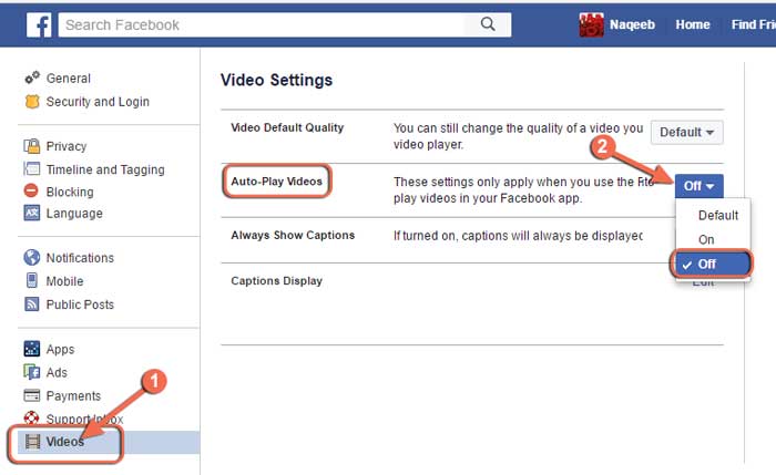 stop autoplay video on facebook