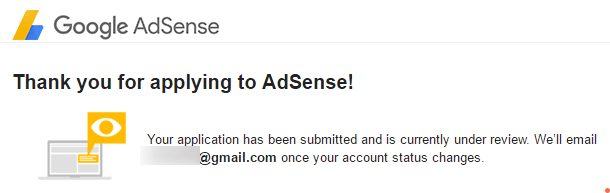thanks you for applying adsance account