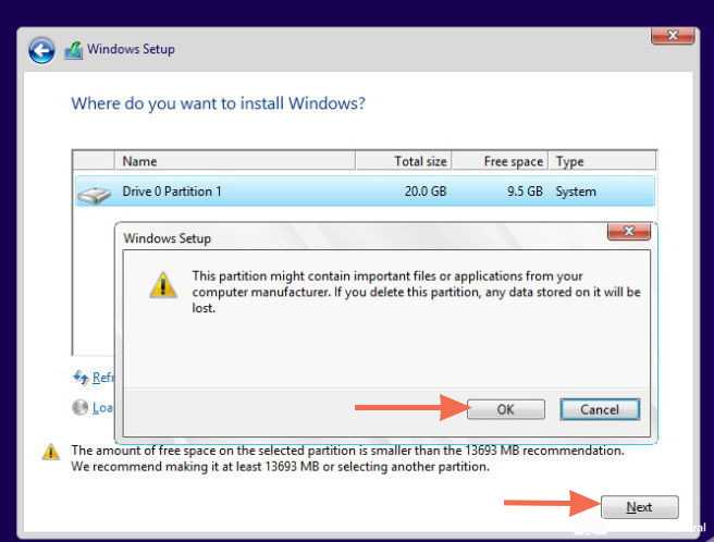 windowsb10-setup-partition-format