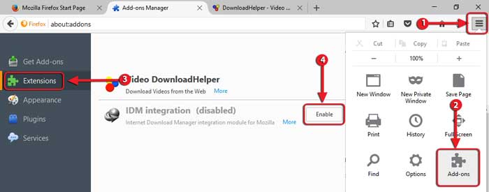 Enable IDM Extensions on Firefox