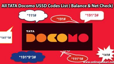 All Tata Docomo USSD Codes List