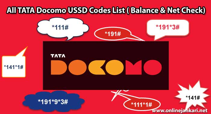 All Tata Docomo USSD Codes List