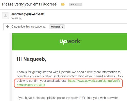 Verify upwork email