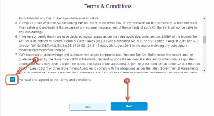 accept Terms and Conditions in SBI yono