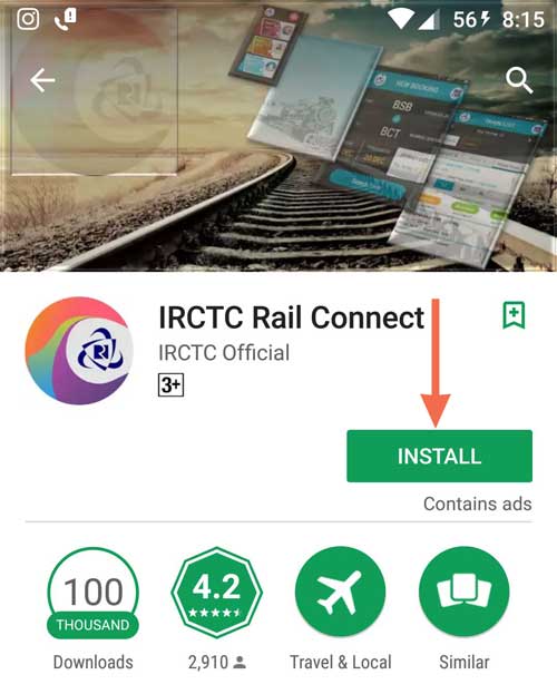 Install IRCTC Rail Connect App