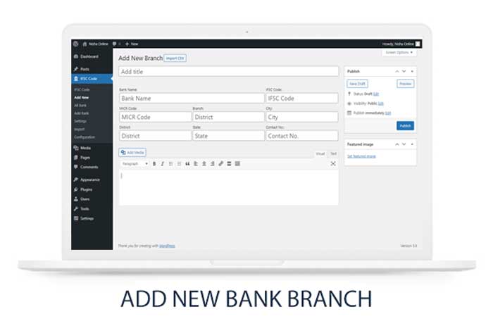 IFSC Add Edit Bank Branches