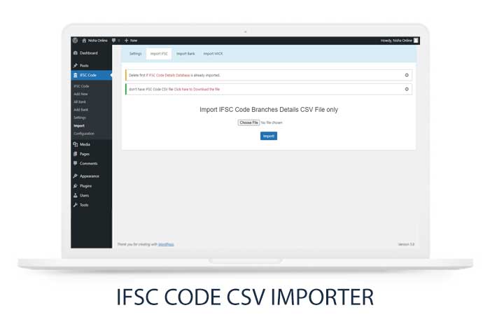 Import IFSC Code from CSV